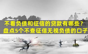 不看負債和征信的融資(負債融資征信看什么)? (http://www.771378.com/) 知識問答 第1張