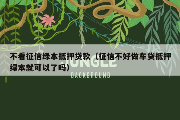 不看征信車抵貸(抵貸征信車看不看征信)? (http://www.771378.com/) 知識(shí)問答 第2張